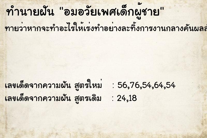 ทำนายฝัน อมอวัยเพศเด็กผู้ชาย ทำนายฝัน อมอวัยเพศเด็กผู้ชาย