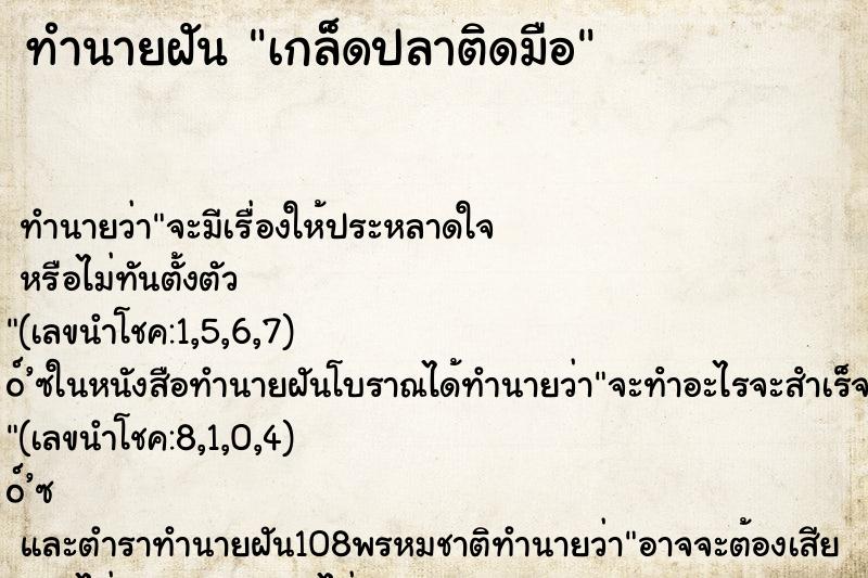 ทำนายฝันทำนายฝันเกล็ดปลาติดมือ