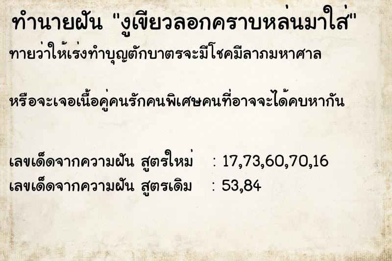 ทำนายฝันงูเขียวลอกคราบหล่นมาใส่ ทำนายฝันทำนายฝันงูเขียวลอกคราบหล่นมาใส่