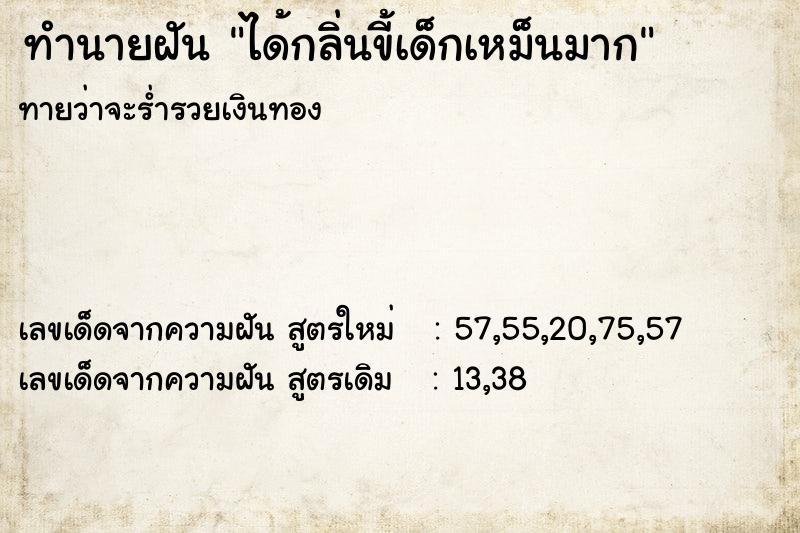 ทำนายฝันได้กลิ่นขี้เด็กเหม็นมาก ทำนายฝันทำนายฝันได้กลิ่นขี้เด็กเหม็นมาก