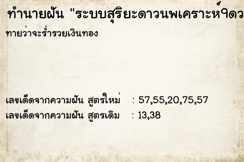 ทำนายฝันระบบสุริยะดาวนพเคราะห์9ดวง ทำนายฝันทำนายฝันระบบสุริยะดาวนพเคราะห์9ดวง