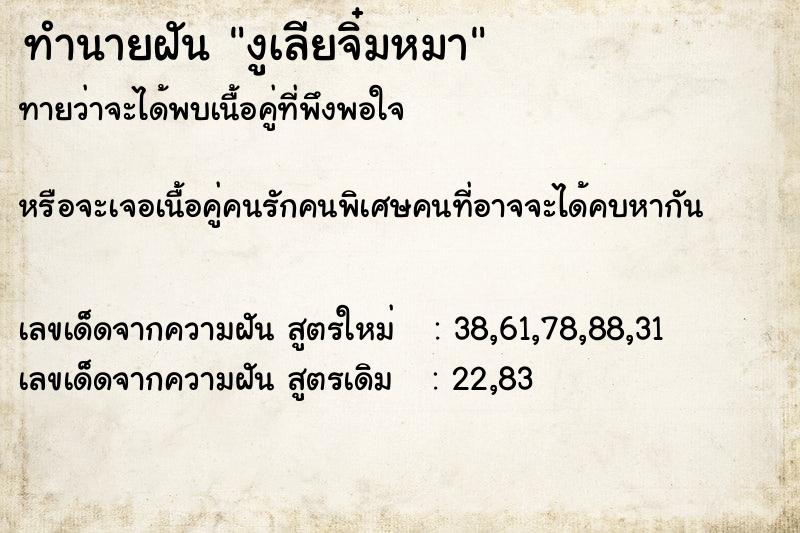 ทำนายฝันทำนายฝันงูเลียจิ๋มหมา