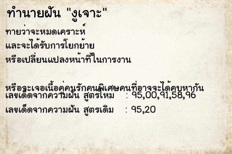 ทำนายฝันทำนายฝันงูเจาะ