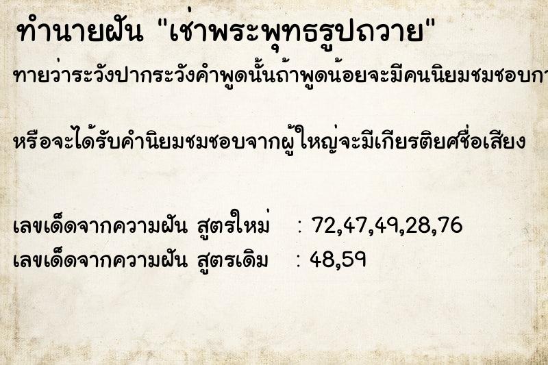 ทำนายฝันทำนายฝันเช่าพระพุทธรูปถวาย