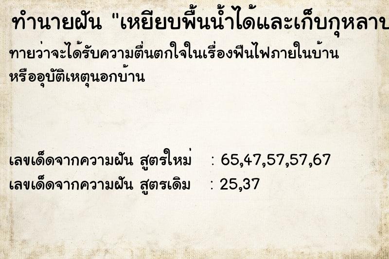 ทำนายฝันทำนายฝันเหยียบพื้นน้ำได้และเก็บกุหลาบขาวในบึงบัว