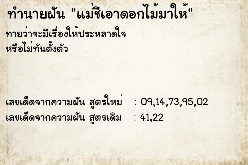 ทำนายฝันแม่ชีเอาดอกไม้มาให้ ทำนายฝันทำนายฝันแม่ชีเอาดอกไม้มาให้