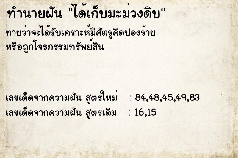 ทำนายฝันทำนายฝันได้เก็บมะม่วงดิบ