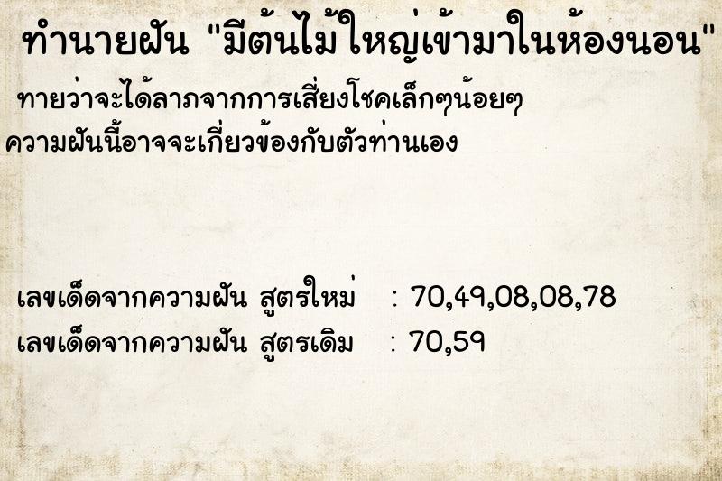 ทำนายฝัน มีต้นไม้ใหญ่เข้ามาในห้องนอน ตำราโบราณ แม่นที่สุดในโลก