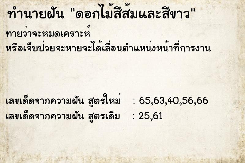 ทำนายฝันทำนายฝันดอกไม้สีส้มและสีขาว