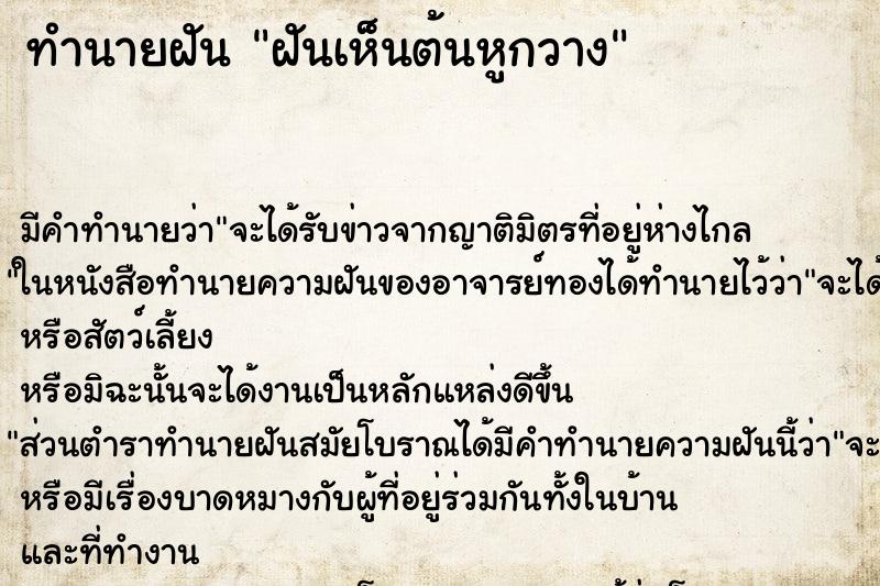 ทำนายฝัน ฝันเห็นต้นหูกวาง ทำนายฝัน ฝันเห็นต้นหูกวาง