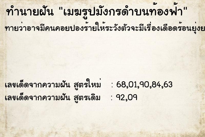 ทำนายฝันทำนายฝันเมฆรูปมังกรดำบนท้องฟ้า