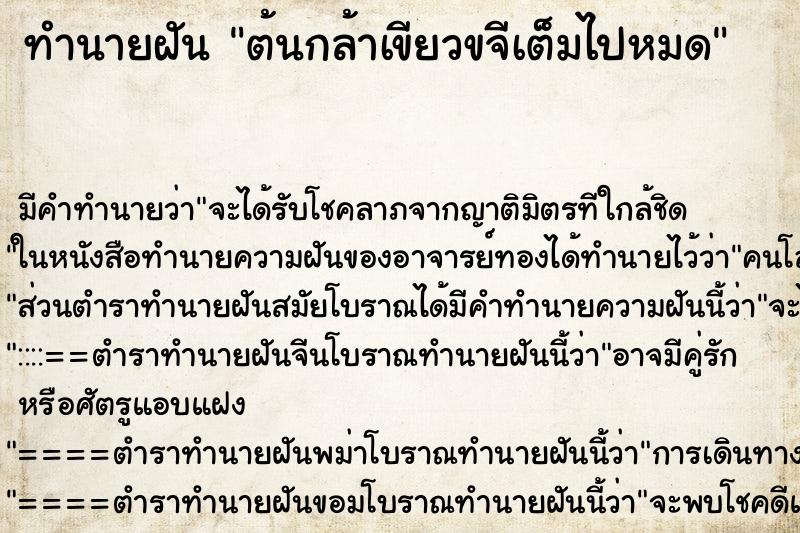 ทำนายฝัน ต้นกล้าเขียวขจีเต็มไปหมด ทำนายฝัน ต้นกล้าเขียวขจีเต็มไปหมด
