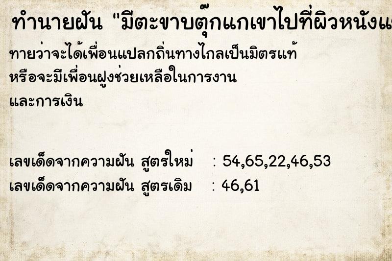 ทำนายฝันมีตะขาบตุ๊กแกเขาไปที่ผิวหนังแขน ทำนายฝันทำนายฝันมีตะขาบตุ๊กแกเขาไปที่ผิวหนังแขน