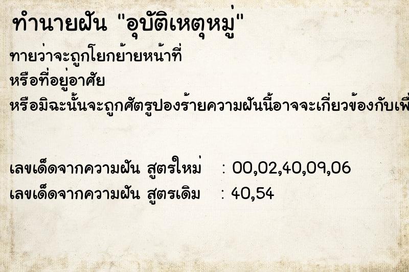 ทำนายฝัน อุบัติเหตุหมู่ ทำนายฝัน อุบัติเหตุหมู่