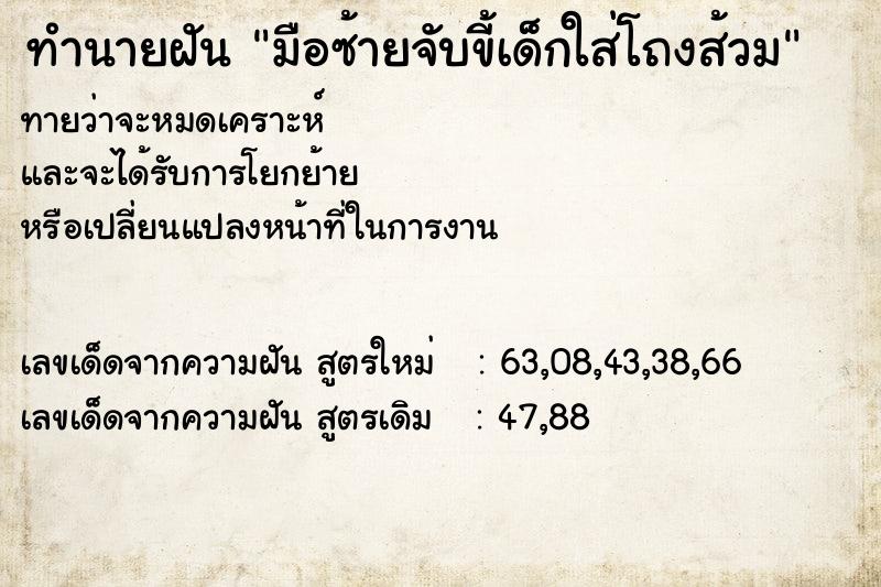 ทำนายฝันทำนายฝันมือซ้ายจับขี้เด็กใส่โถงส้วม