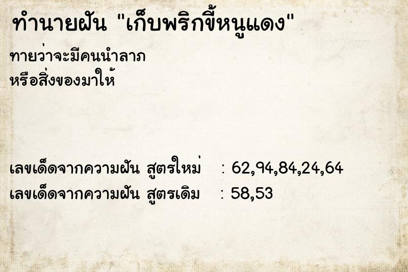 ทำนายฝันทำนายฝันเก็บพริกขี้หนูแดง