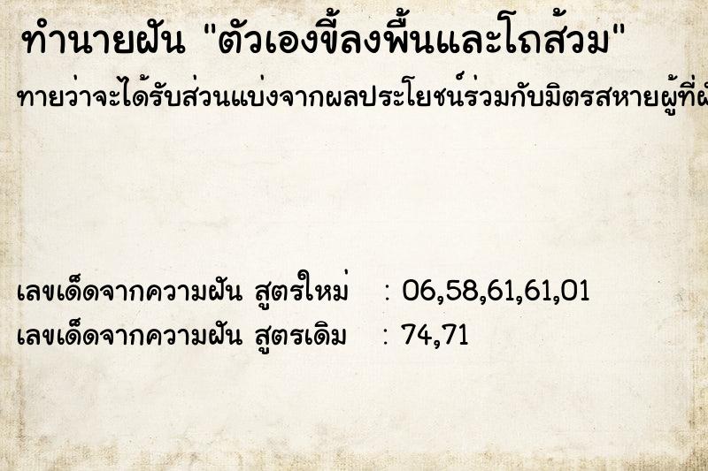 ทำนายฝันทำนายฝันตัวเองขี้ลงพื้นและโถส้วม