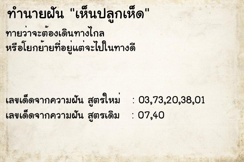 ทำนายฝันทำนายฝันเห็นปลูกเห็ด