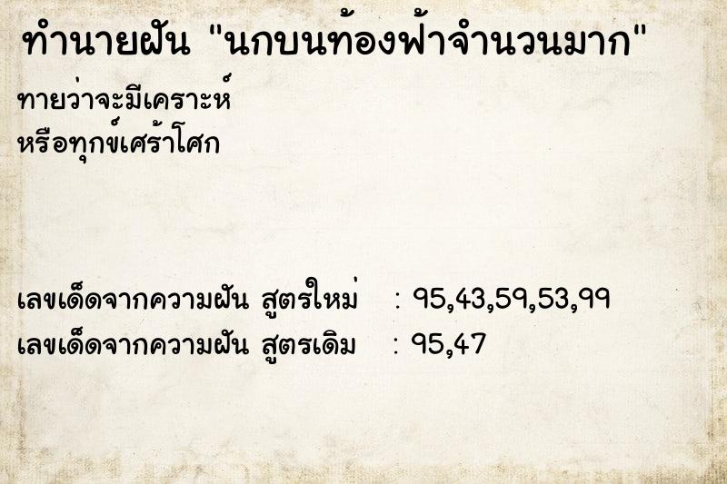 ทำนายฝันทำนายฝันนกบนท้องฟ้าจำนวนมาก