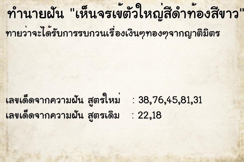 ทำนายฝันทำนายฝันเห็นจรเข้ตัวใหญ่สีดำท้องสีขาว