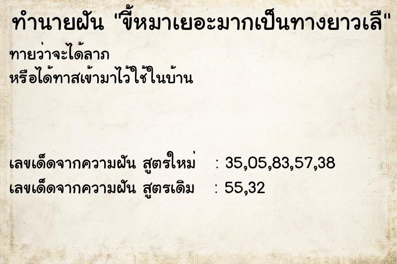 ทำนายฝันทำนายฝันขี้หมาเยอะมากเป็นทางยาวเลื