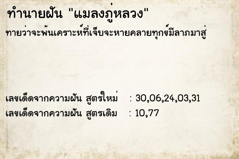 ทำนายฝันทำนายฝันแมลงภู่หลวง