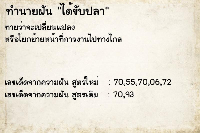 ทำนายฝันทำนายฝันได้ขับปลา