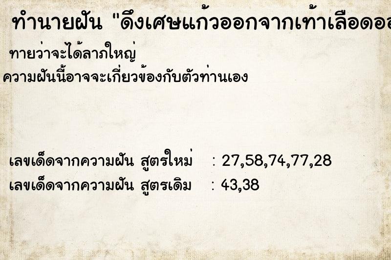 ทำนายฝันทำนายฝันdc83a63b7e5383c5566a24344471b461ดึงเศษแก้วออกจากเท้าเลือดออกมาก