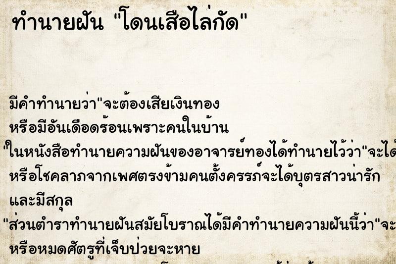 ทำนายฝัน โดนเสือไล่กัด ทำนายฝัน โดนเสือไล่กัด
