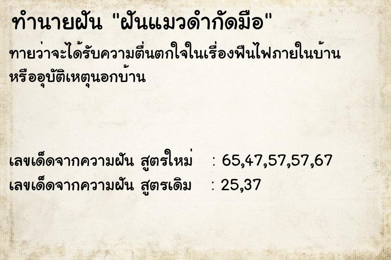 ทำนายฝัน ฝันแมวดำกัดมือ ทำนายฝัน ฝันแมวดำกัดมือ