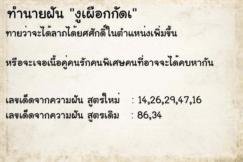 ทำนายฝันทำนายฝันงูเผือกกัดเ