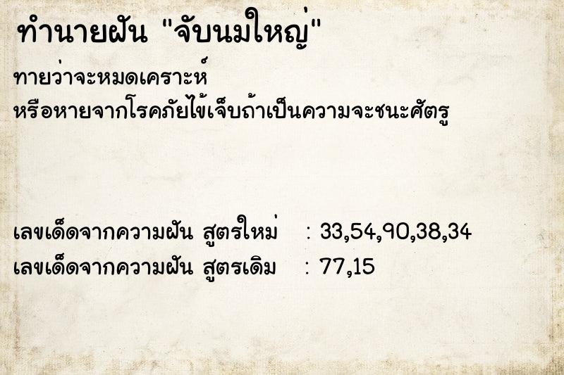 ทำนายฝันจับนมใหญ่ ทำนายฝันทำนายฝันจับนมใหญ่