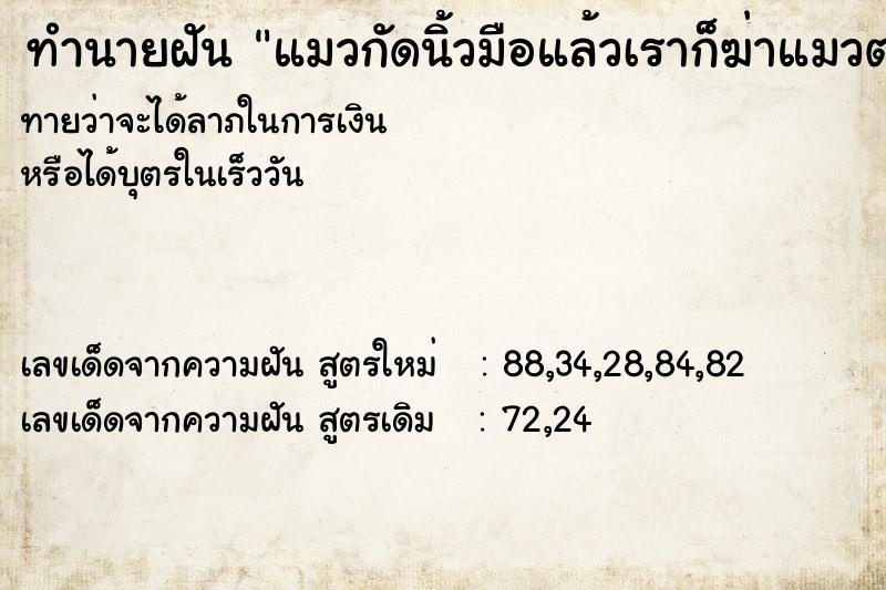 ทำนายฝัน แมวกัดนิ้วมือแล้วเราก็ฆ่าแมวตาย
