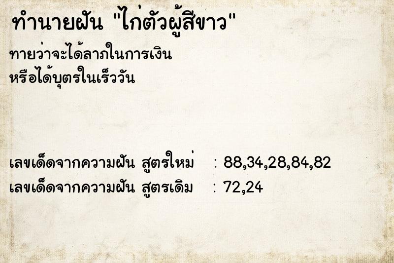 ทำนายฝันทำนายฝันไก่ตัวผู้สีขาว