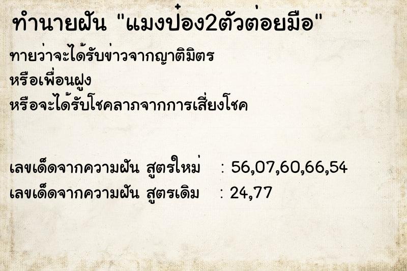 ทำนายฝันแมงป๋อง2ตัวต่อยมือ ทำนายฝันทำนายฝันแมงป๋อง2ตัวต่อยมือ