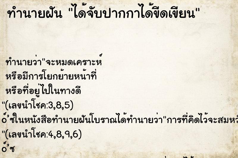 ทำนายฝัน ได้จับปากกาได้ขีดเขียน ทำนายฝัน ได้จับปากกาได้ขีดเขียน