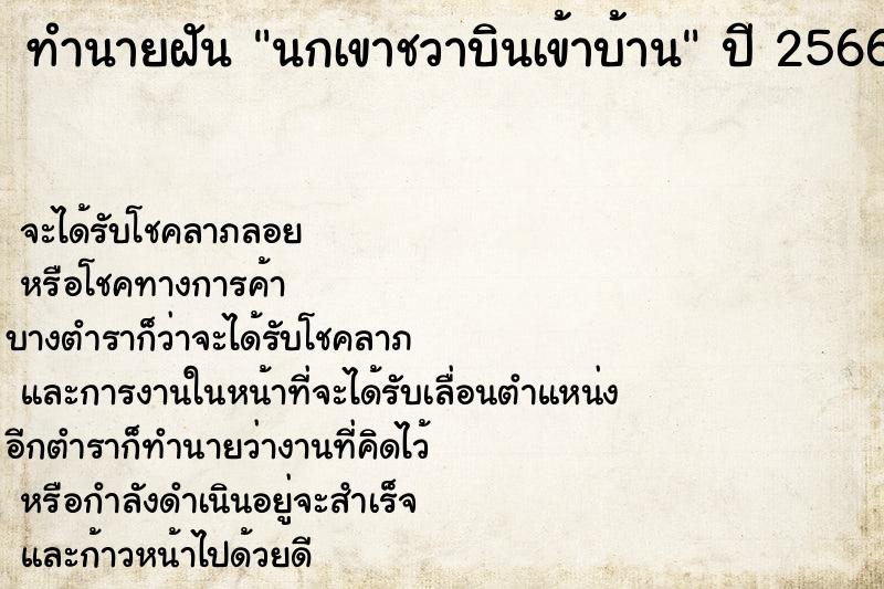 ทำนายฝัน นกเขาชวาบินเข้าบ้าน แม่นๆ ฟรี ด้วยตำราหนังสือทำนายฝันโบราณ ทำนายฝันนกเขาชวาบินเข้าบ้าน