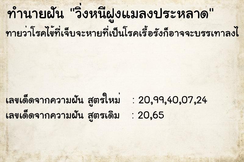 ทำนายฝันทำนายฝันวิ่งหนีฝูงแมลงประหลาด