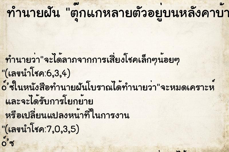 ทำนายฝันทำนายฝันตุ๊กแกหลายตัวอยู่บนหลังคาบ้า