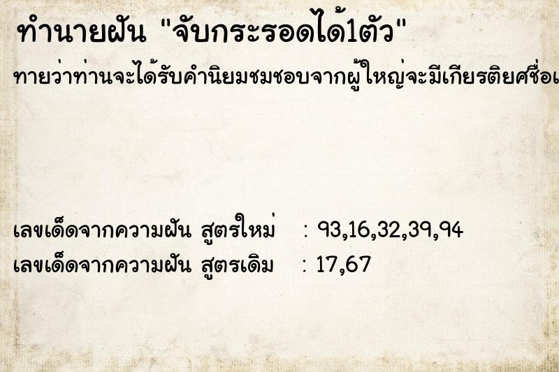 ทำนายฝันจับกระรอดได้1ตัว ทำนายฝันทำนายฝันจับกระรอดได้1ตัว