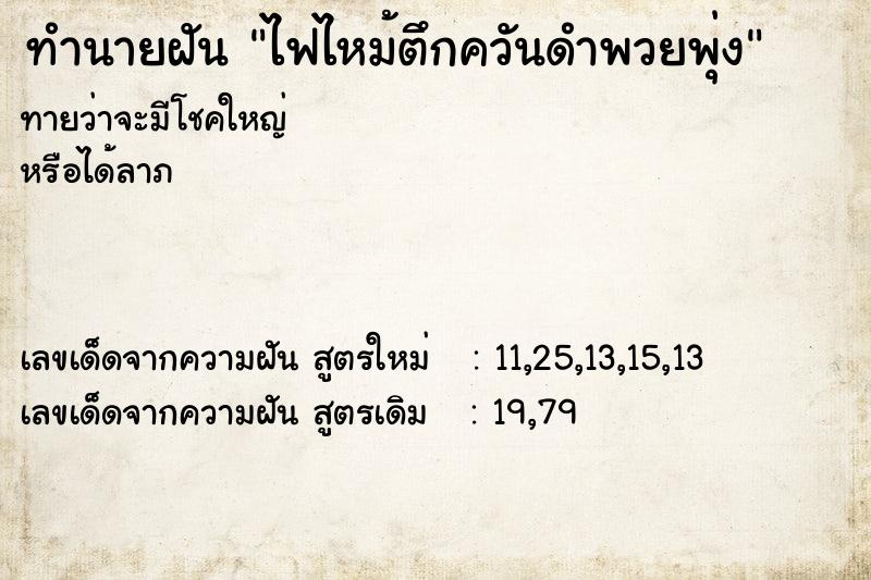 ทำนายฝันไฟไหม้ตึกควันดำพวยพุ่ง ทำนายฝันทำนายฝันไฟไหม้ตึกควันดำพวยพุ่ง