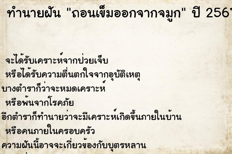 ทำนายฝัน ถอนเข็มออกจากจมูก ทำนายฝัน ถอนเข็มออกจากจมูก