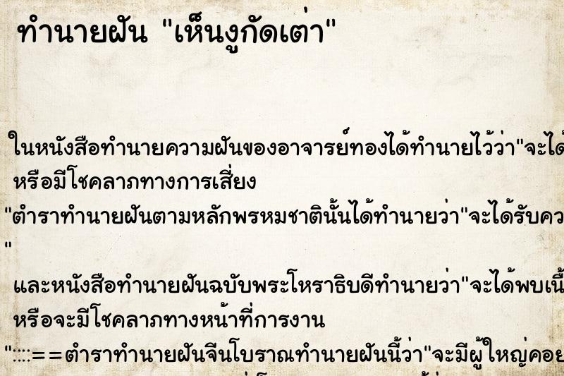 ทำนายฝัน เห็นงูกัดเต่า ทำนายฝัน เห็นงูกัดเต่า