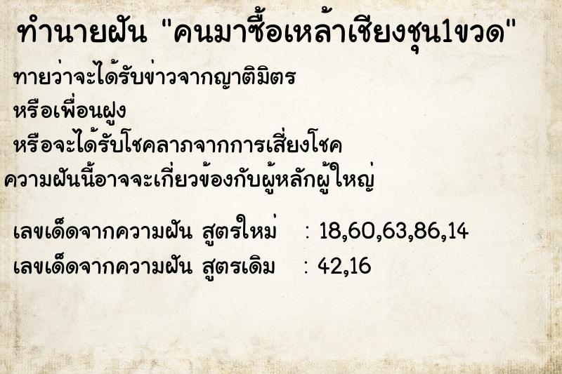 ทำนายฝันทำนายฝันคนมาซื้อเหล้าเชียงชุน1ขวด