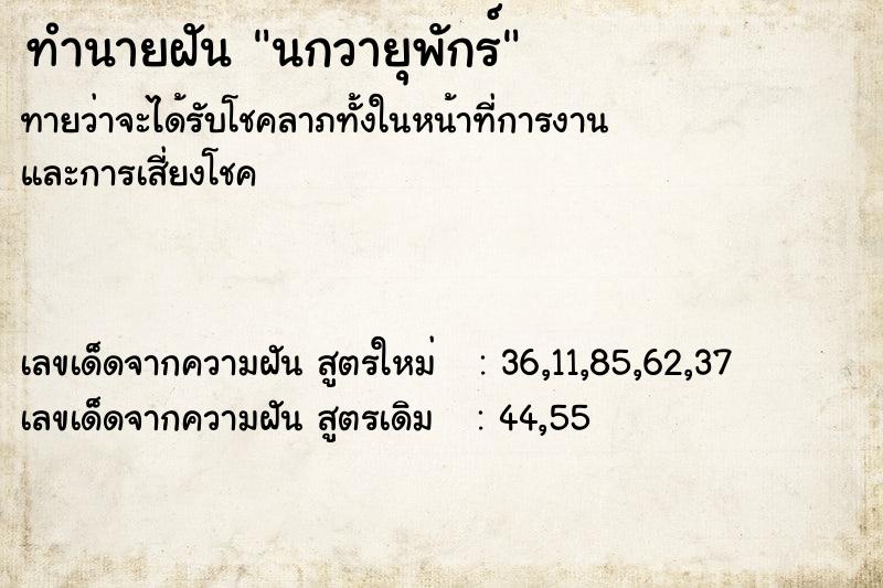 ทำนายฝันทำนายฝันนกวายุพักร์
