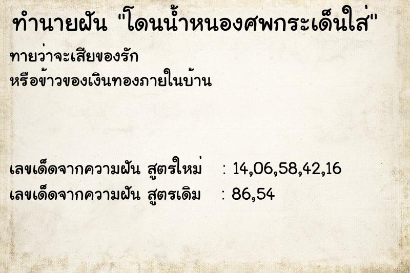 ทำนายฝันทำนายฝันโดนน้ำหนองศพกระเด็นใส่