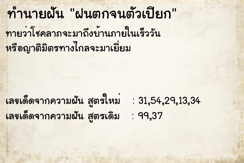ทำนายฝันฝนตกจนตัวเปียก ทำนายฝันทำนายฝันฝนตกจนตัวเปียก
