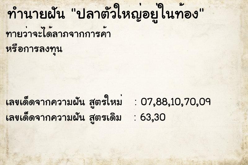 ทำนายฝันทำนายฝันปลาตัวใหญ่อยู่ในท้อง