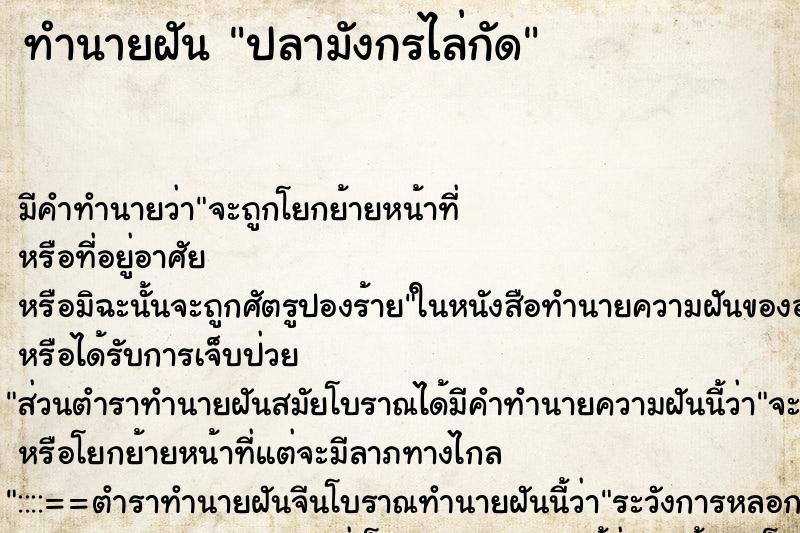 ทำนายฝัน ปลามังกรไล่กัด