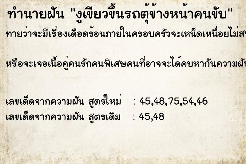 ทำนายฝันงูเขียวขึ้นรถตุ้ข้างหน้าคนขับ ทำนายฝันทำนายฝันงูเขียวขึ้นรถตุ้ข้างหน้าคนขับ